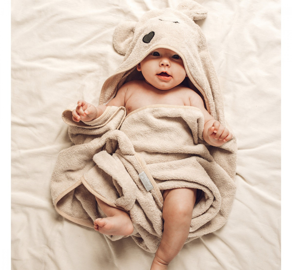 Prosop Bambus cu Glugă BabySteps Teddy Beige