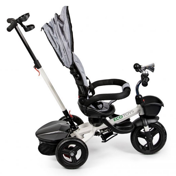 Tricicleta Ecotoys JM-311 Gri, Sezut Reversibil, 12 luni+ - imagine 2