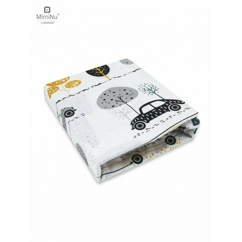 Cearceaf elastic MimiNu bumbac 160x80 cm Gri - imagine 2