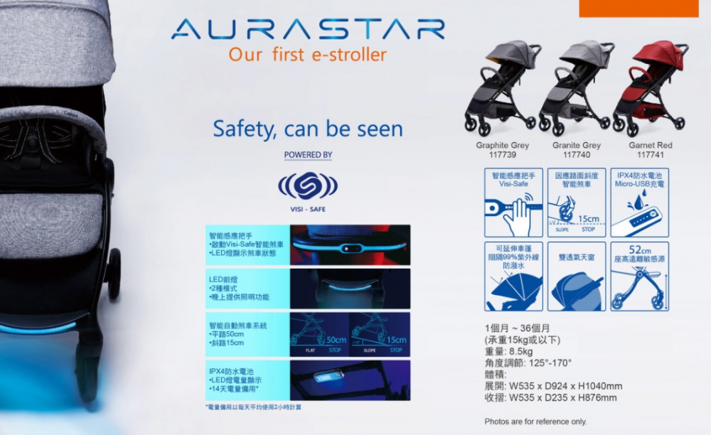 Combi AuraStar Dark Grey - Carucior Compact cu Frana Automata - imagine 6