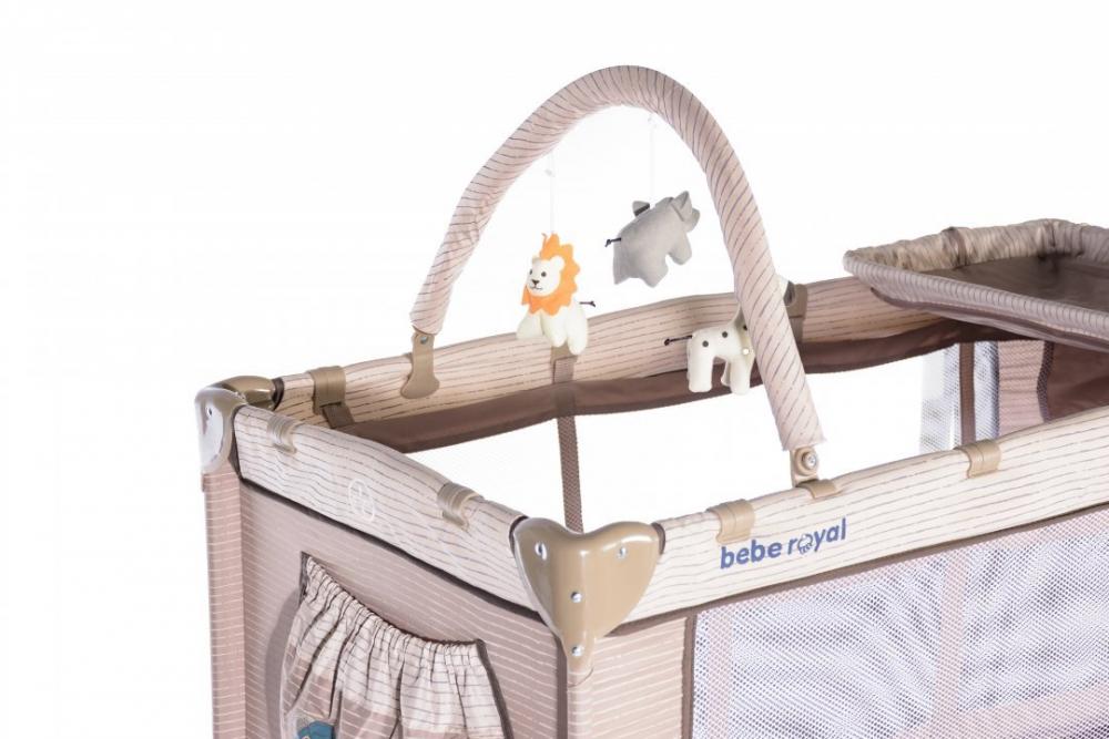 Pătuț Bebe Royal Crem Pliabil, 2 Nivele, 120x60 cm - imagine 3