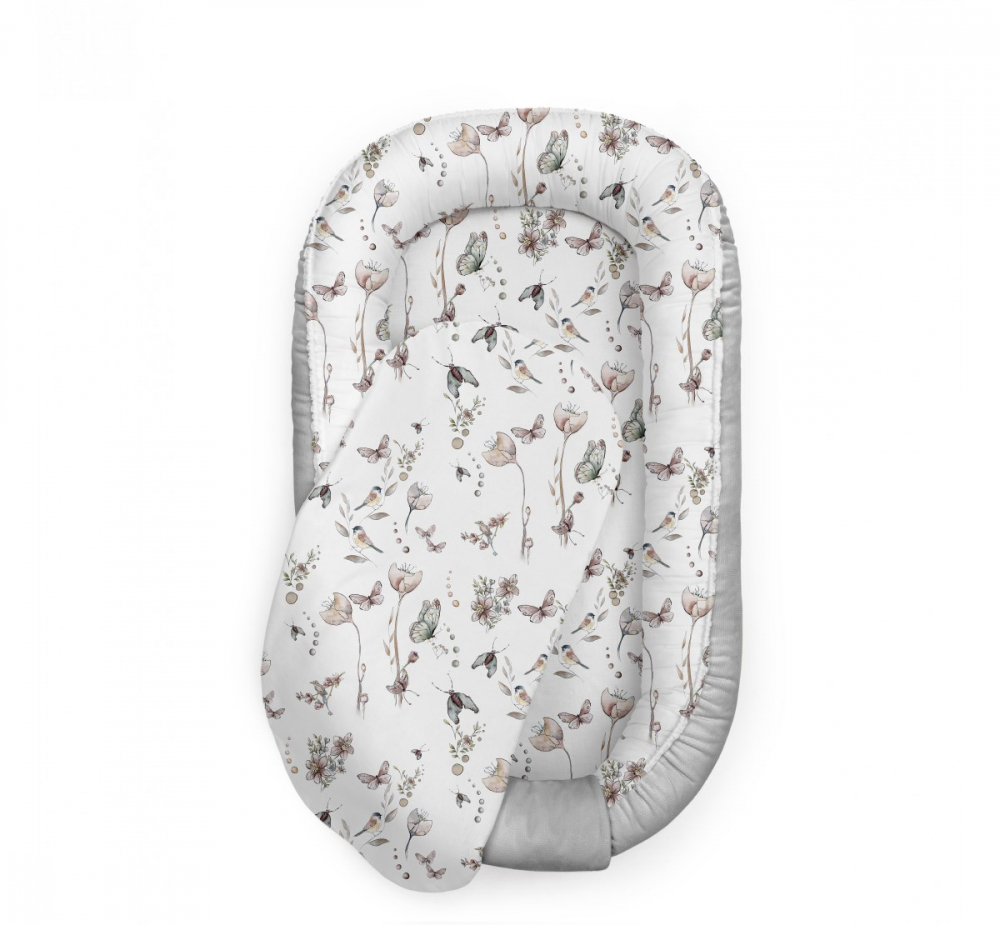 Babynest Premium BabySteps Gri, Bumbac și Catifea 70x35 - imagine 8
