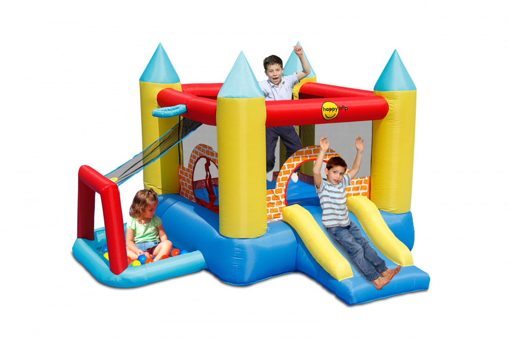 Saltea Gonflabila Happy Hop 4 in 1 cu Tobogan si Baschet - imagine 3