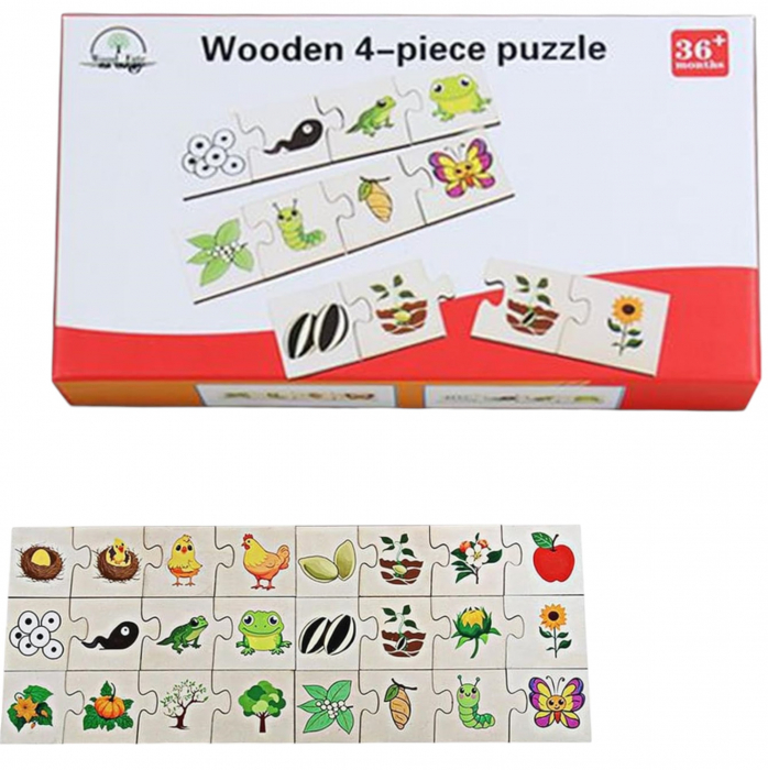 Puzzle Lemn Animale și Evoluția lor, 24 Piese - Krista