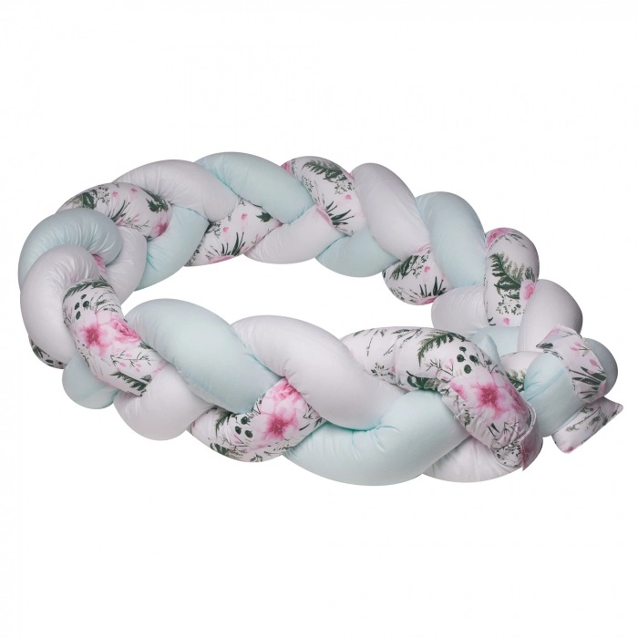 Aparatoare Pat Amy Bumbac Împletit, Alb-Mint, 340x21 cm