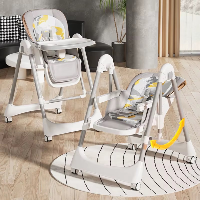 Scaun Masa Little Mom Multifuncțional Balansoar Gri