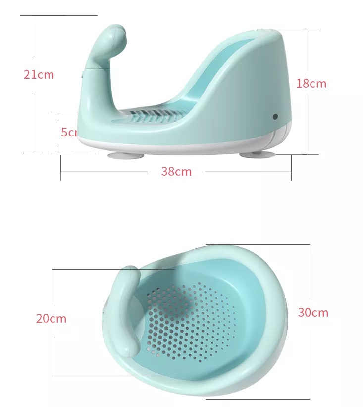 Scaun de baie Little Mom Green Whale, antiderapant