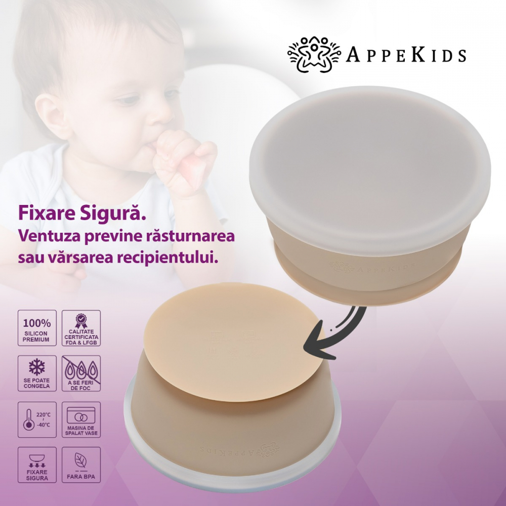 Bol Silicon AppeKids Bubble cu Ventuza - imagine 2