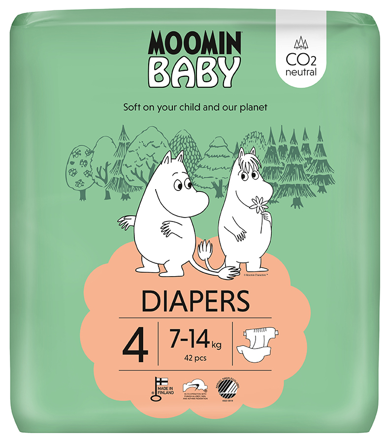 Scutece Eco Moomin Baby 4, 7-14kg, 42buc