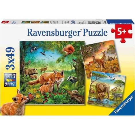 Puzzle Ravensburger Animale Pământului - 3x49 piese - imagine 4