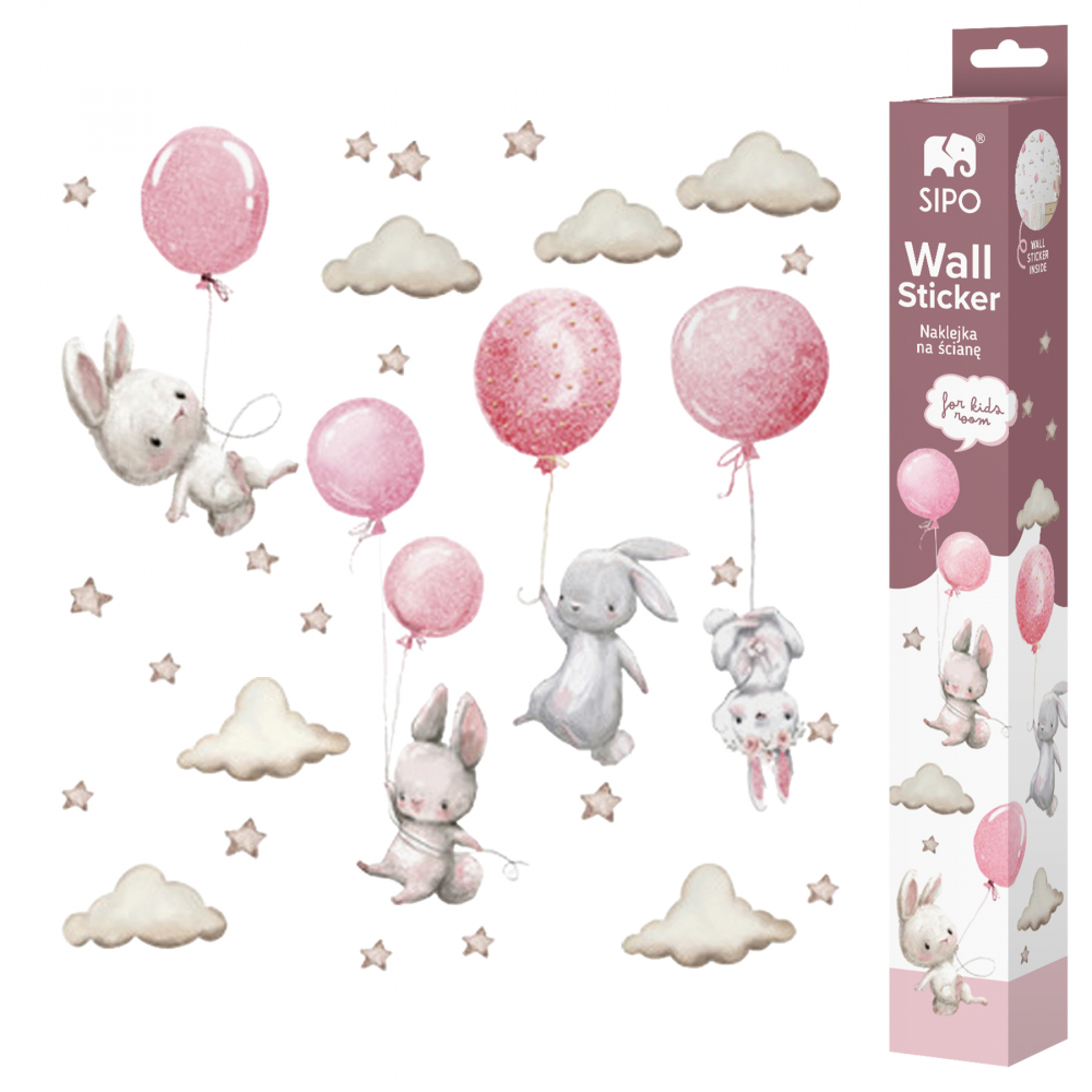 Sticker Decorativ Iepurași Roz Sipo 70x49 cm - imagine 5