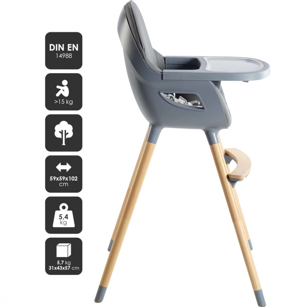 Scaun de masa BabyGo Scandi Grey Transformabil - imagine 4