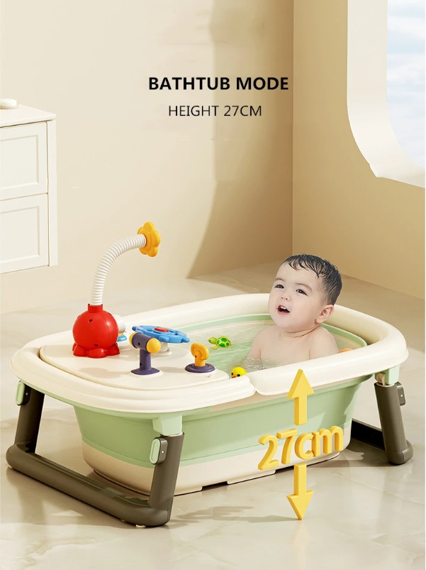 Cădiță Little Mom 3 în 1 Pliabilă cu Masuță - imagine 2