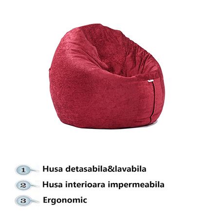 Fotoliu Pufrelax Relaxo Black Velvet, Huse Detasabile - imagine 3