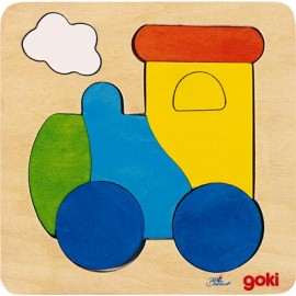 Mini Puzzle Locomotiva Goki - Lemn, 6 Piese