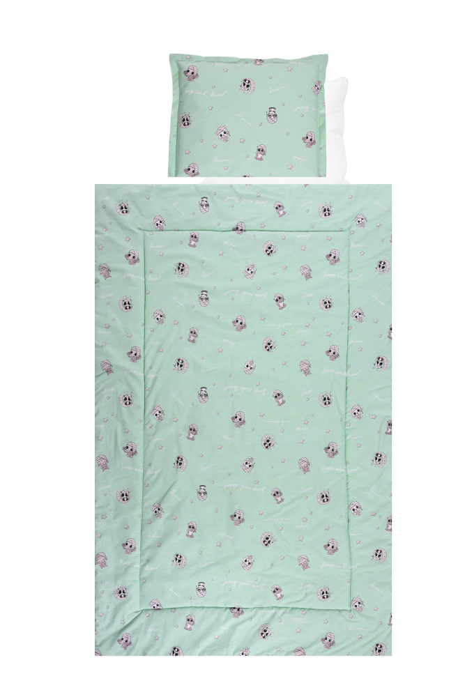 Set Lenjerie Pat 4 Piese Bumbac Ranforce Friends Green - imagine 3