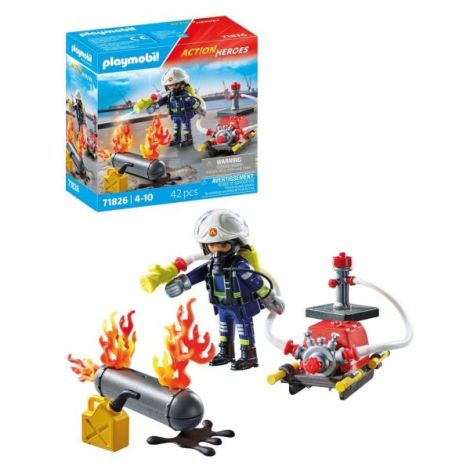 Playmobil Pompier cu Pompa de Apă pentru Eroi