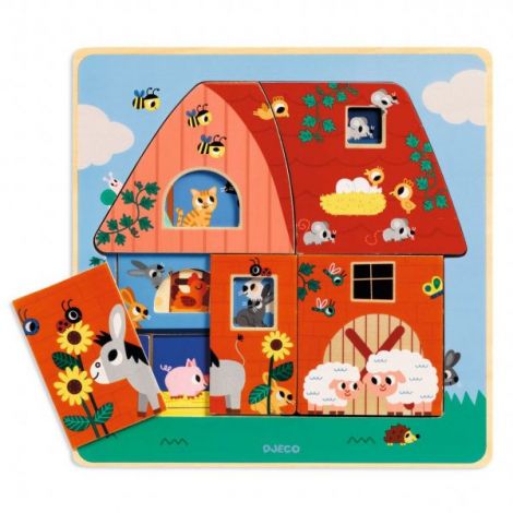 Djeco Puzzle Ferma 3 Straturi Lemn - imagine 2