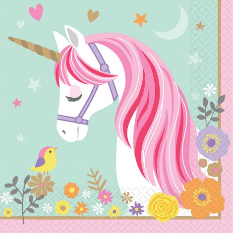 Servetele Unicorn Amscan 33cm - Decor Magie