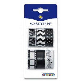 Set 6 Benzi Washi Alb-Negru Playbox | Decor Creativ