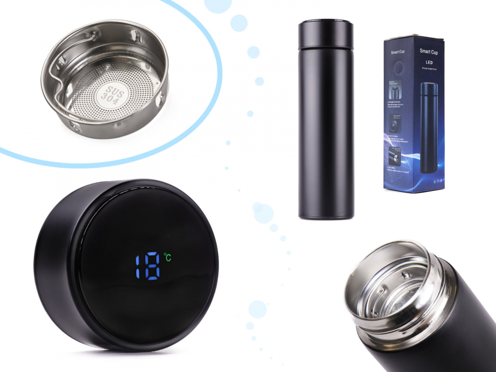 Cana Termos Smart Ikonka 500ml LED Negru - imagine 2