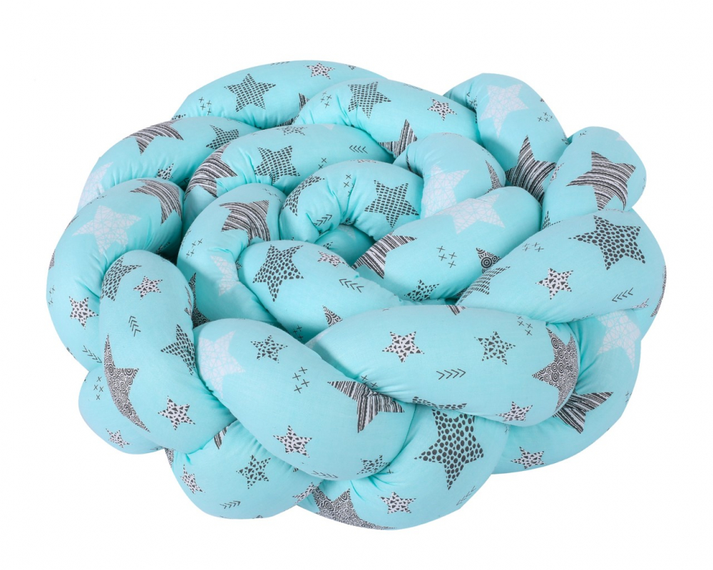 Bumper Bumbac Impletit Turquise Stars | Duetbaby