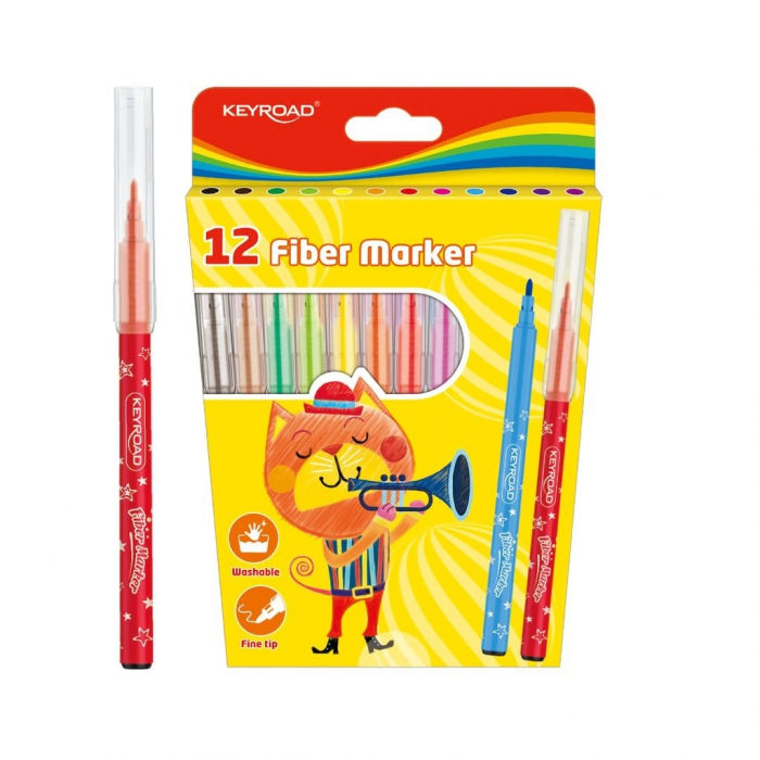 Set 12 carioci Keyroad, vârf fin 2mm, non-toxice