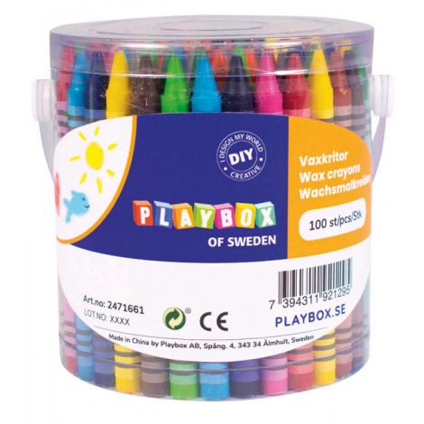 Set 100 Creioane Colorate Playbox Non-Toxice