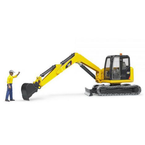 Bruder Mini Excavator CAT cu Muncitor - Jucărie Realistă - imagine 4
