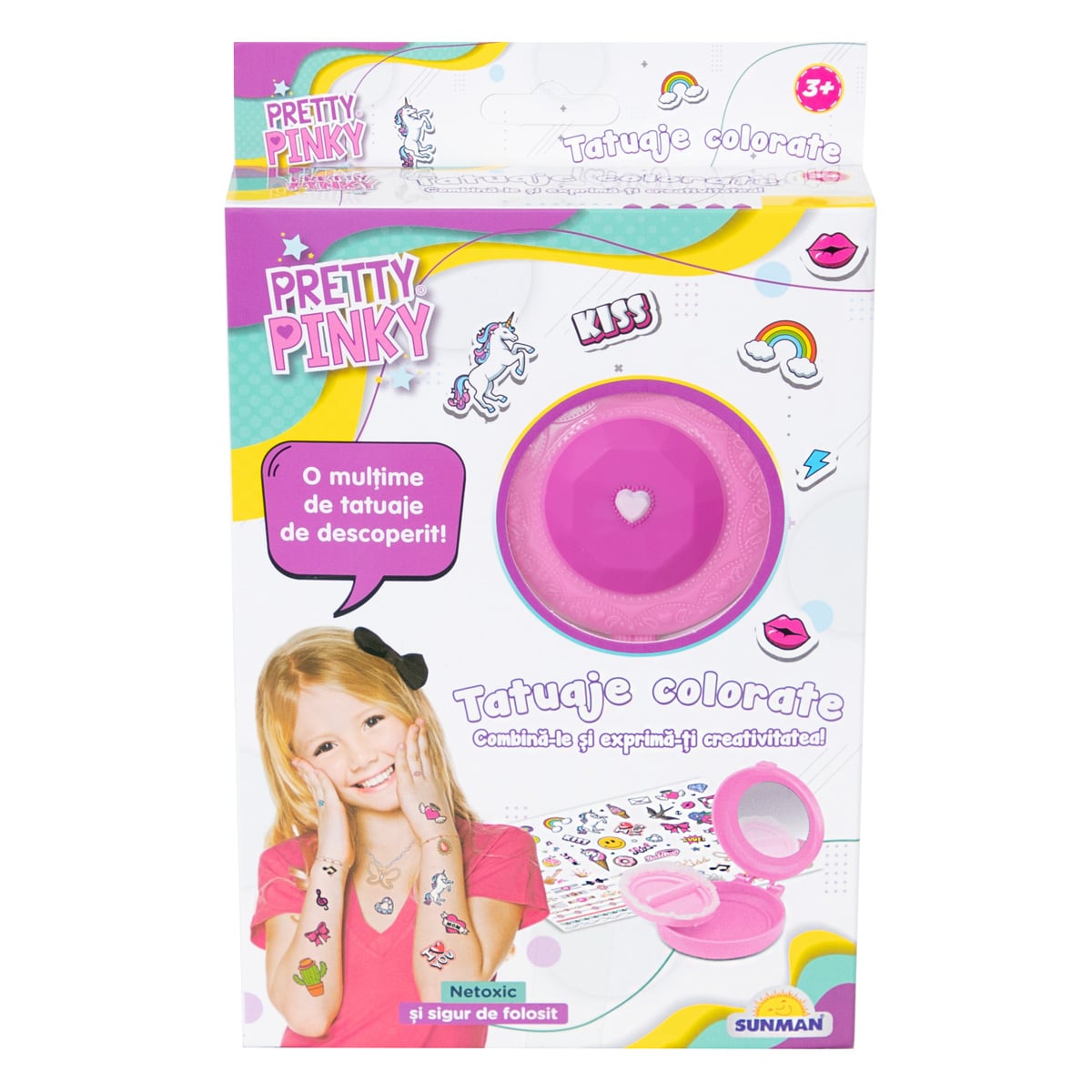 Set Tatuaje Pretty Pinky, Creativ Roz cu Oglindă