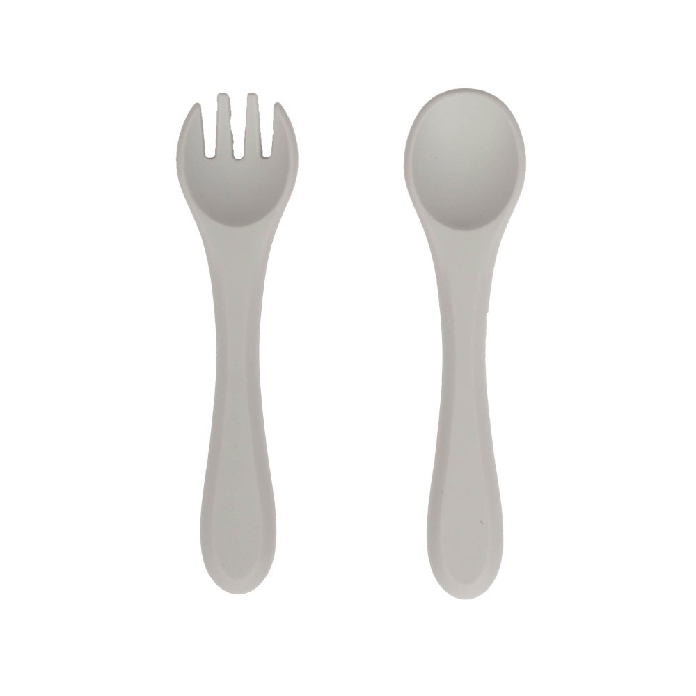 Set Linguriță și Furculiță Silicon SeviBebe Gri - imagine 2