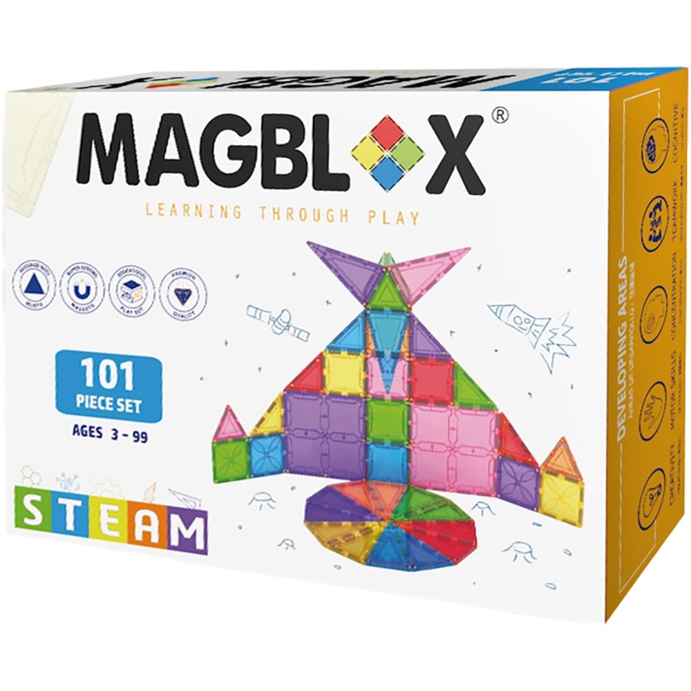Set Magblox 101 Piese Transparente | Constructie STEM