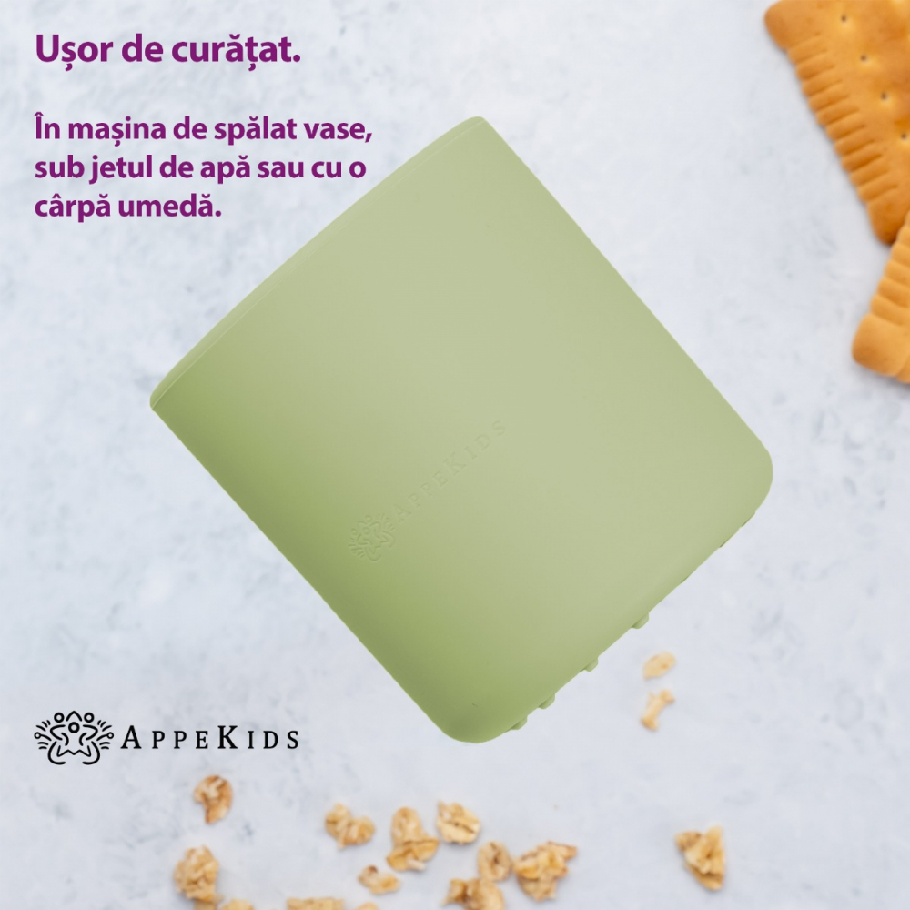 Pahar Silicon AppeKids Raw Green | Antialunecare - imagine 3