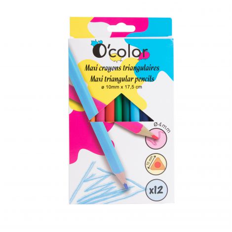 Set 12 Creioane Triunghiulare Ocolor, Ergonomice