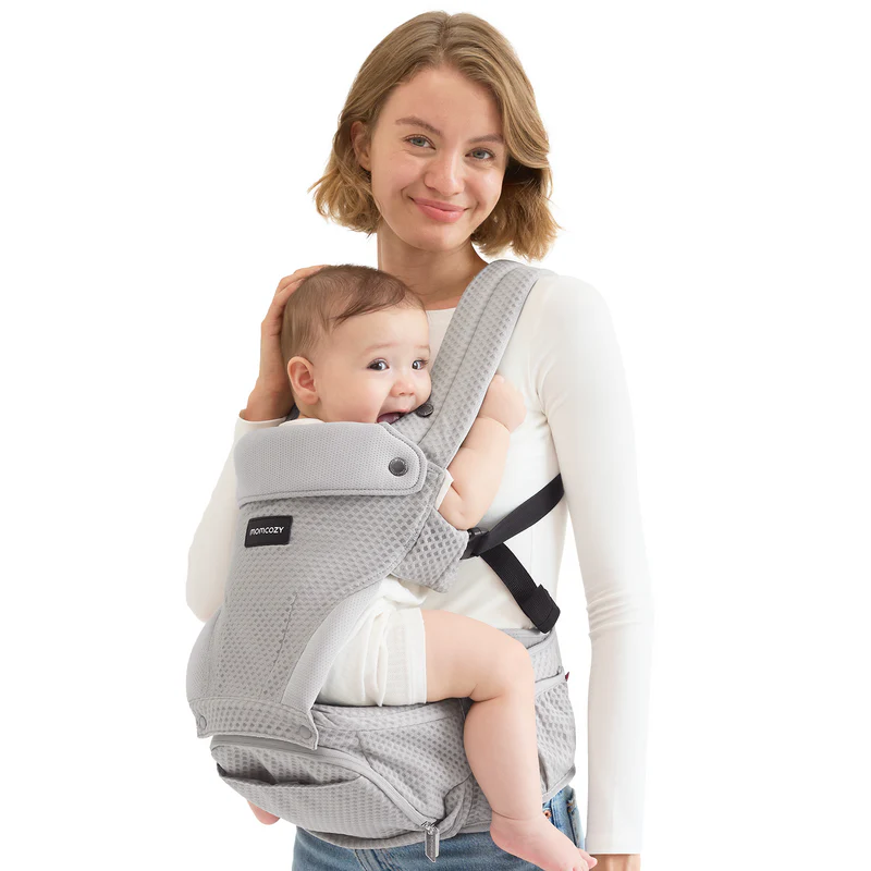 Marsupiu Momcozy Hip Seat Gri - Suport Lombar - imagine 5