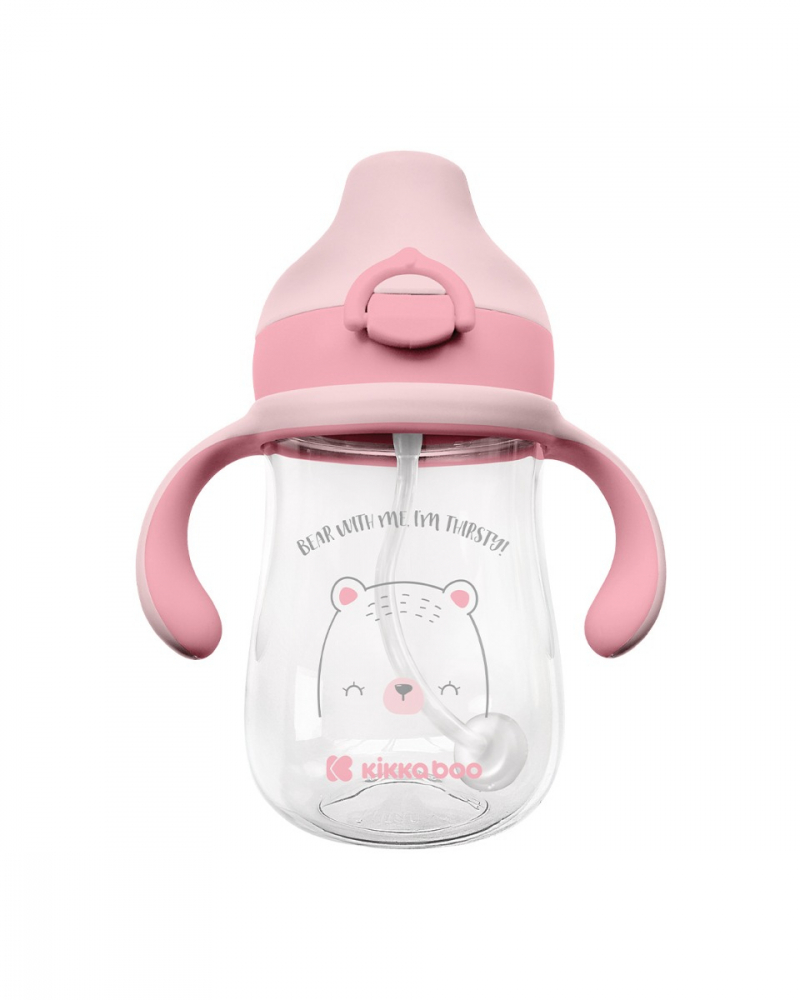 Cana Tritan Kikkaboo cu Pai, 300ml, Bear with me Pink