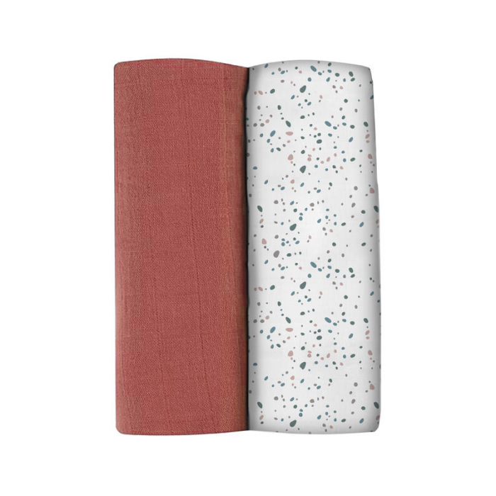 Set 2 Museline Beaba Bumbac Organic, 120x120 cm