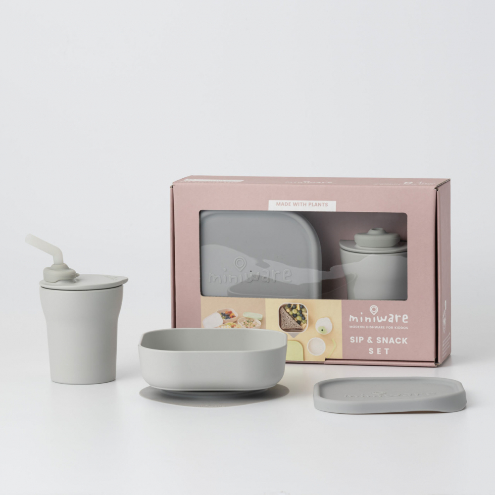Set Miniware SipSnack 3 piese Grey - Diversificare Sigură