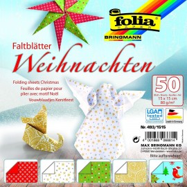 Hartie Origami 50 Foi Crăciun 15x15 cm Folia