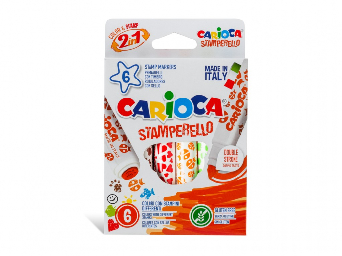 Set Carioca Stamperello 6 Colorate cu Ștampile
