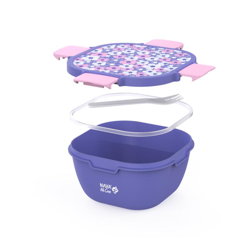 Caserola Nava We Care 1700 ml Violet cu Furculiță