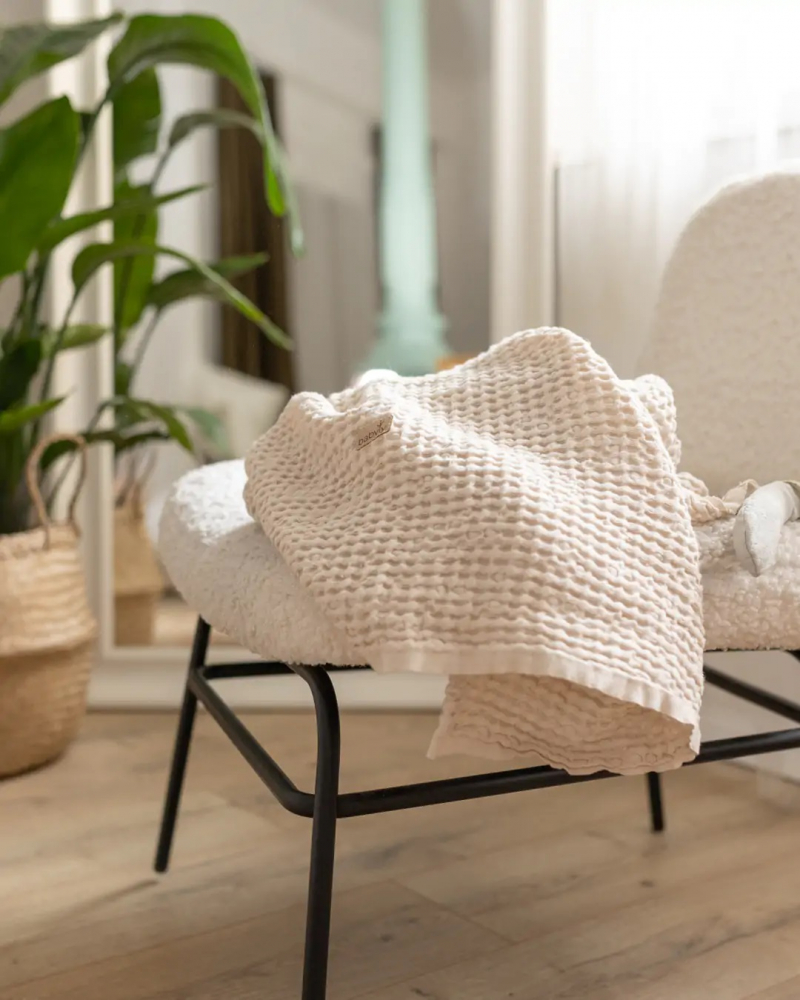 Paturica BabyLy Waffle, Bej, 100x120cm - imagine 5
