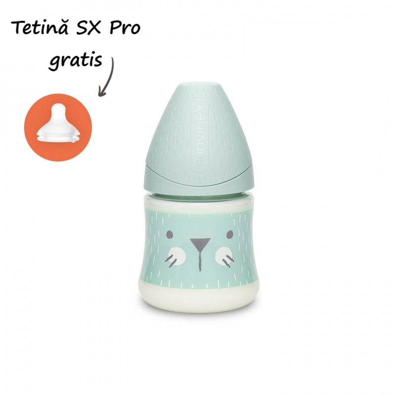 Suavinex Biberon Pisica Verde 150ml Debit Lent - imagine 4