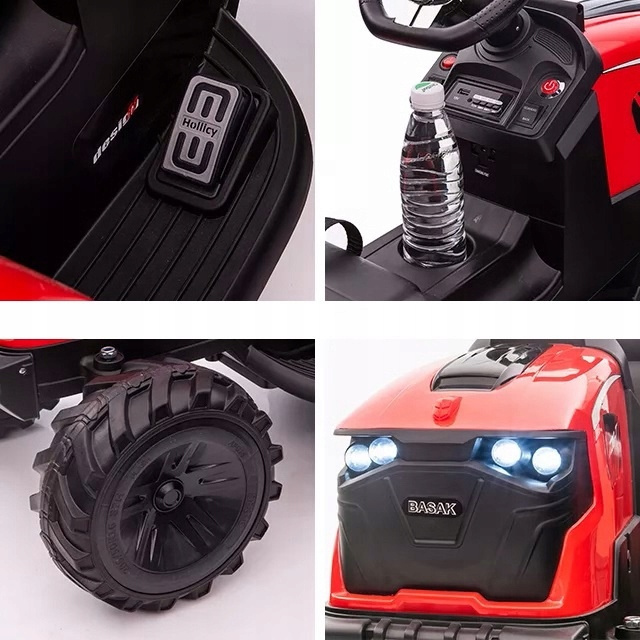Tractor Excavator Electric cu Remorcă XXL, Roșu - imagine 3