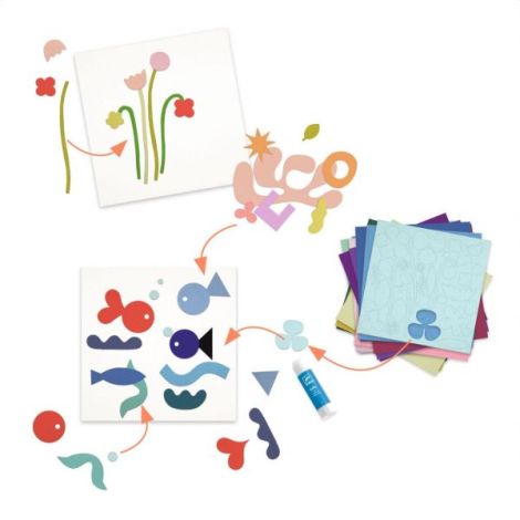 Joc Creativ Little Papers Djeco | Colaj Colorat - imagine 4