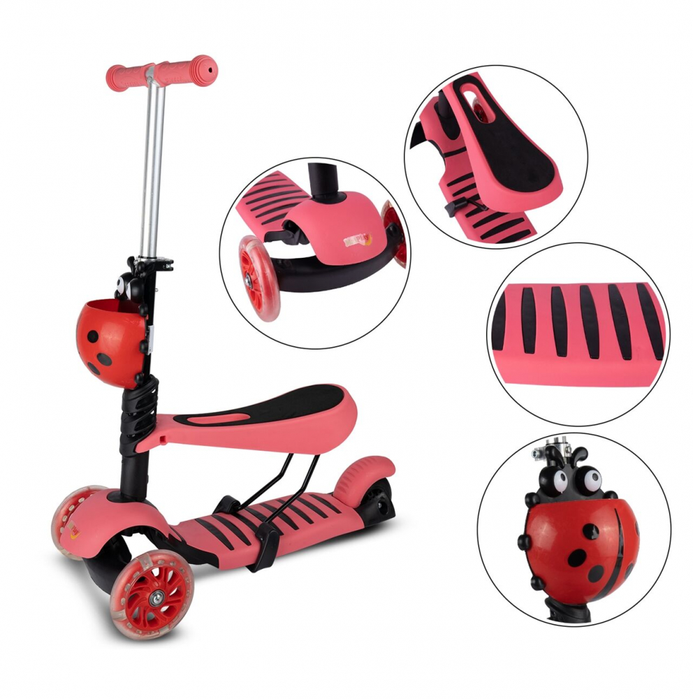 Trotineta 3 in 1 MalPlay LED Roz - imagine 7