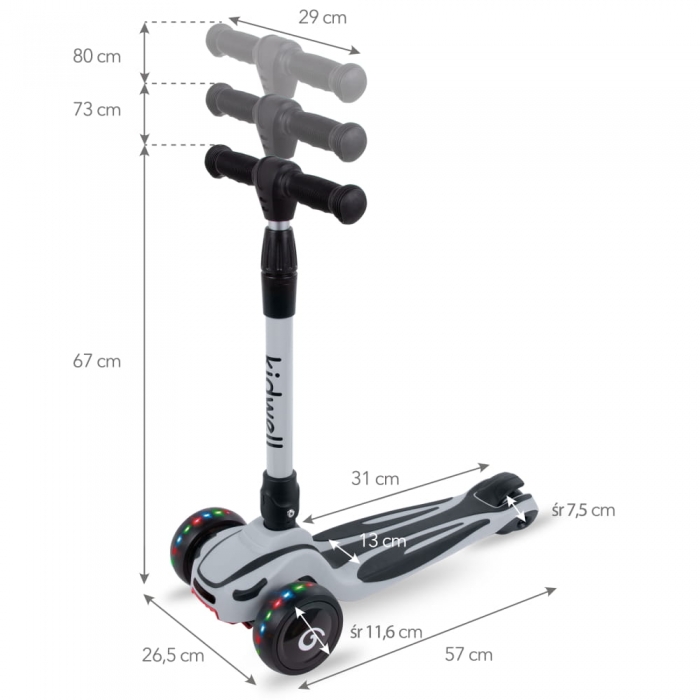 Trotineta Kidwell Jax 3 Roti LED, Pliabila - imagine 2
