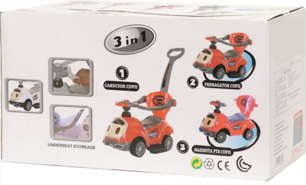 Masinuta Novokids BabyCar Rosu cu Melodii si Maner Parinti - imagine 3