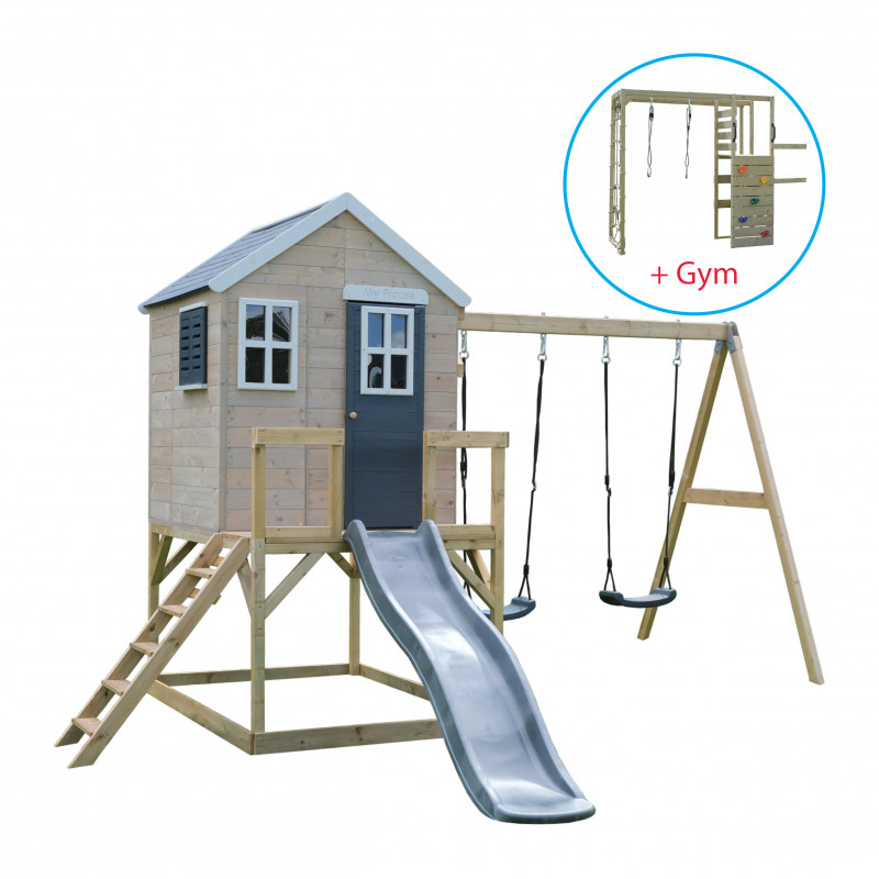 Casuta Gradina Grey Lodge cu Tobogan si Leagan Wendi - imagine 5