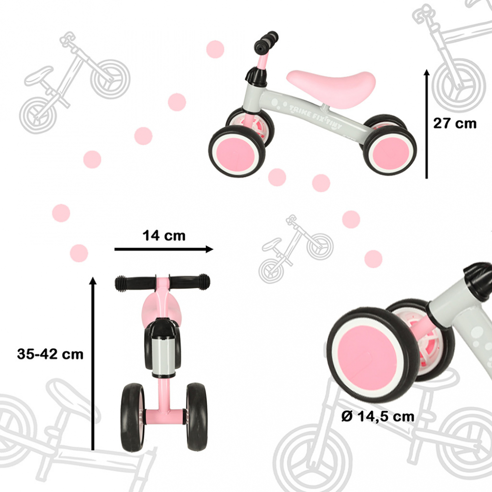 Ride-On Ikonka Fix Tiny Roz, Fara Pedale - imagine 3